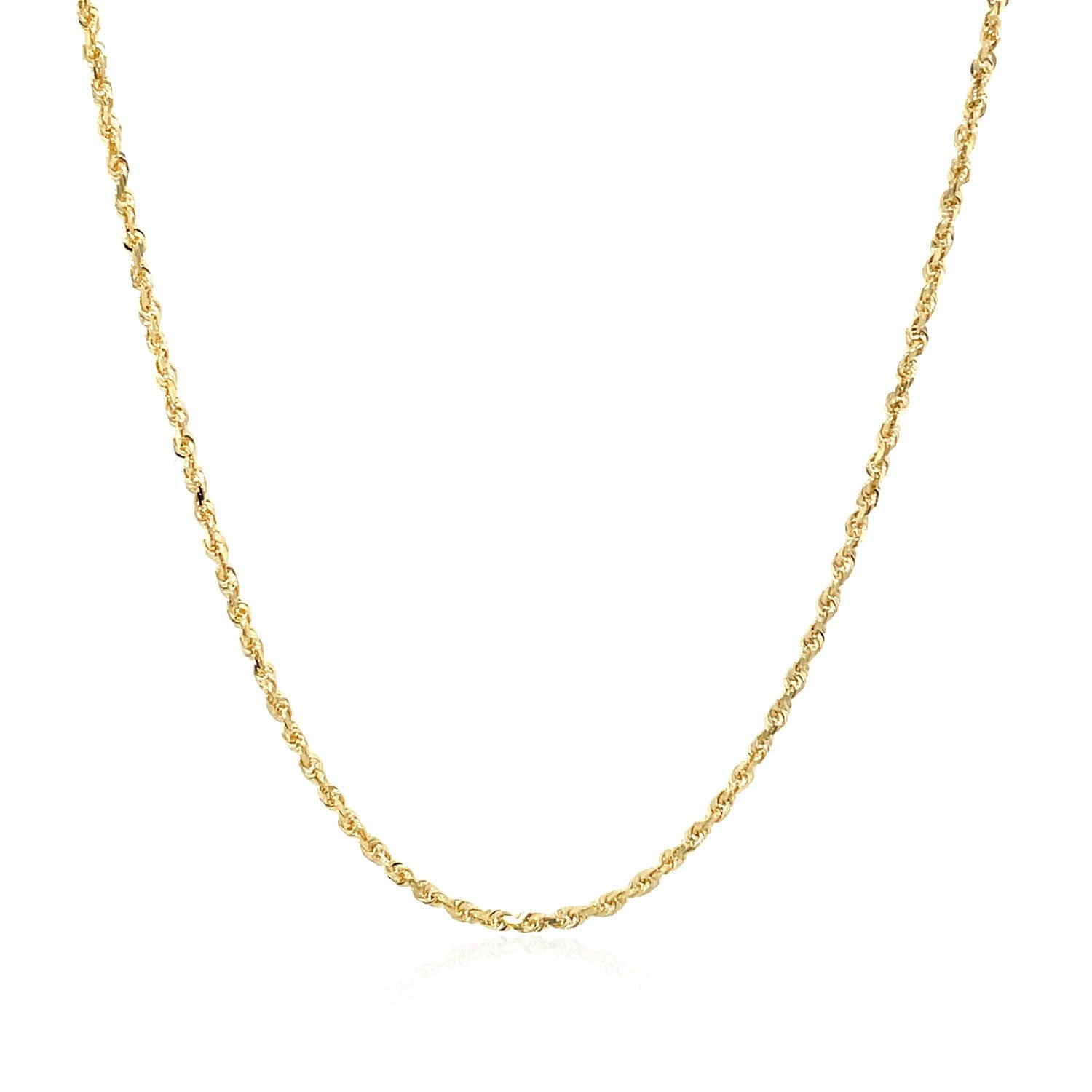 10k Yellow Gold Solid Diamond Cut Rope Chain (1.40 mm) in a sleek high-contrast midnight luxury editorial style